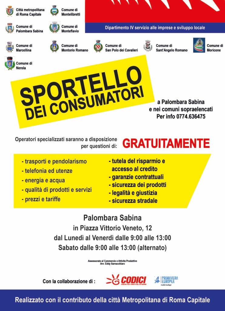 Locandina Sportello dei consumatori